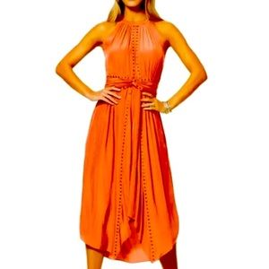 RAMY BROOK - Melanie Smocked MIDI Dress with Embellishments Size M